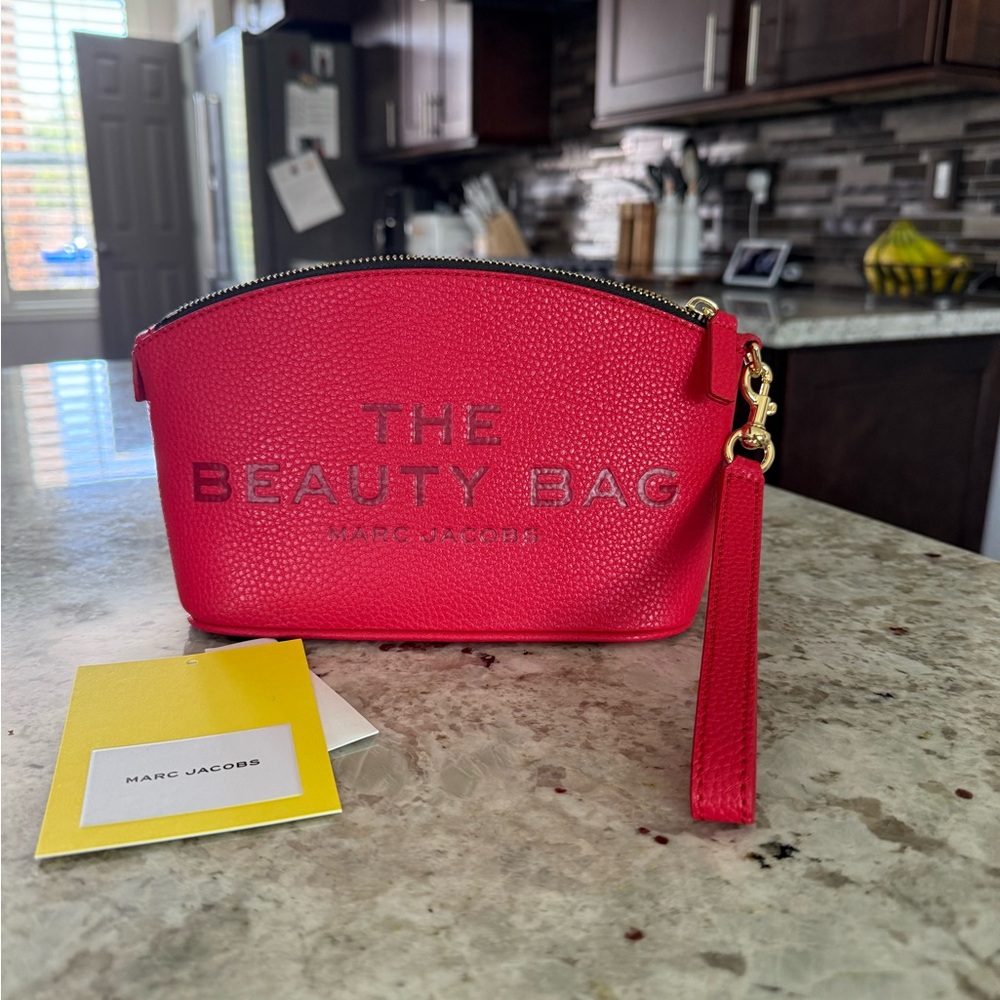 Marc Jacobs Red Beauty Bag with Zipper Closure